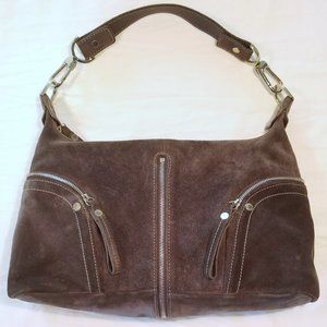 Longchamp gray suede handbag